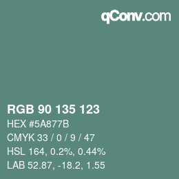 Farbcode: RGB 90 135 123 | qconv.com