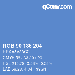 Color code: RGB 90 136 204 | qconv.com