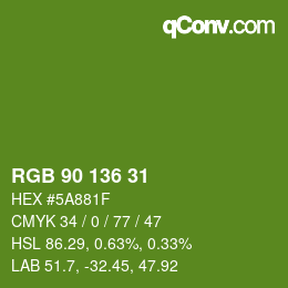 Color code: RGB 90 136 31 | qconv.com