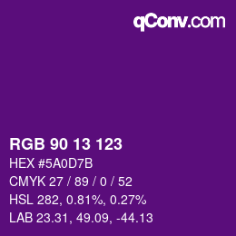 Color code: RGB 90 13 123 | qconv.com