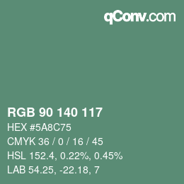 颜色代码: RGB 90 140 117 | qconv.com