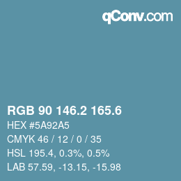 カラーコード: RGB 90 146.2 165.6 | qconv.com