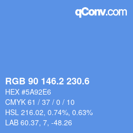 カラーコード: RGB 90 146.2 230.6 | qconv.com