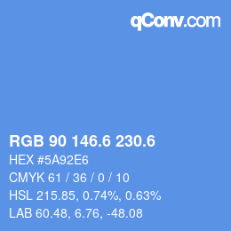 カラーコード: RGB 90 146.6 230.6 | qconv.com