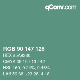 Color code: RGB 90 147 128 | qconv.com