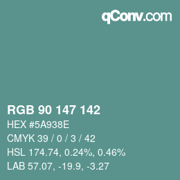 Color code: RGB 90 147 142 | qconv.com