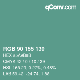 Farbcode: RGB 90 155 139 | qconv.com