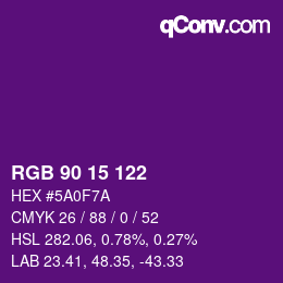 Farbcode: RGB 90 15 122 | qconv.com