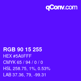 Color code: RGB 90 15 255 | qconv.com