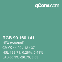 Farbcode: RGB 90 160 141 | qconv.com