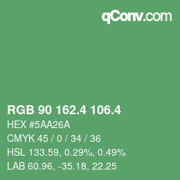 カラーコード: RGB 90 162.4 106.4 | qconv.com