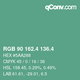 カラーコード: RGB 90 162.4 136.4 | qconv.com
