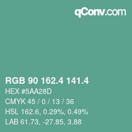 カラーコード: RGB 90 162.4 141.4 | qconv.com