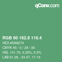 カラーコード: RGB 90 162.8 116.4 | qconv.com