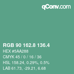 カラーコード: RGB 90 162.8 136.4 | qconv.com