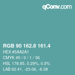 カラーコード: RGB 90 162.8 161.4 | qconv.com