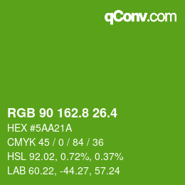 カラーコード: RGB 90 162.8 26.4 | qconv.com