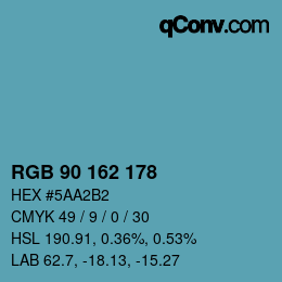 Color code: RGB 90 162 178 | qconv.com