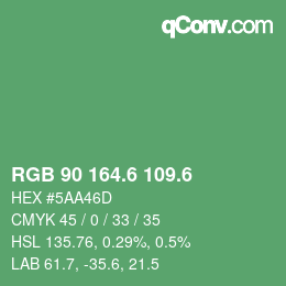 カラーコード: RGB 90 164.6 109.6 | qconv.com