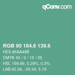 カラーコード: RGB 90 164.6 139.6 | qconv.com