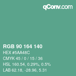 Color code: RGB 90 164 140 | qconv.com