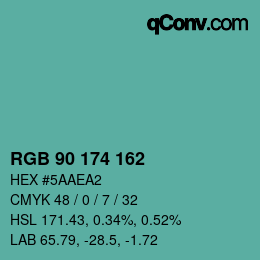 Color code: RGB 90 174 162 | qconv.com