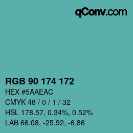 Color code: RGB 90 174 172 | qconv.com