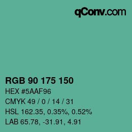 Farbcode: RGB 90 175 150 | qconv.com
