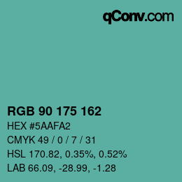 Color code: RGB 90 175 162 | qconv.com
