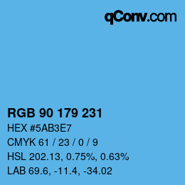 Color code: RGB 90 179 231 | qconv.com