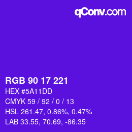 Color code: RGB 90 17 221 | qconv.com