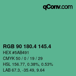 カラーコード: RGB 90 180.4 145.4 | qconv.com