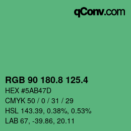 カラーコード: RGB 90 180.8 125.4 | qconv.com