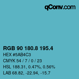 カラーコード: RGB 90 180.8 195.4 | qconv.com