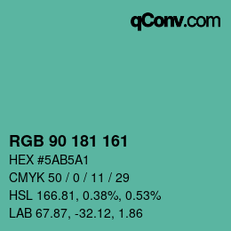 Color code: RGB 90 181 161 | qconv.com