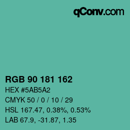 Color code: RGB 90 181 162 | qconv.com