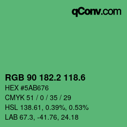 カラーコード: RGB 90 182.2 118.6 | qconv.com