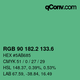 カラーコード: RGB 90 182.2 133.6 | qconv.com