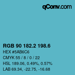 カラーコード: RGB 90 182.2 198.6 | qconv.com