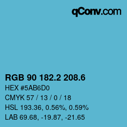 カラーコード: RGB 90 182.2 208.6 | qconv.com