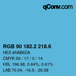 カラーコード: RGB 90 182.2 218.6 | qconv.com