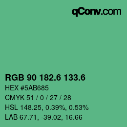 カラーコード: RGB 90 182.6 133.6 | qconv.com