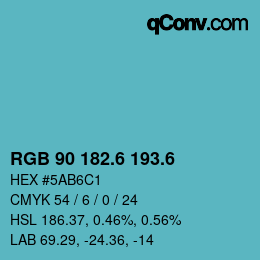 カラーコード: RGB 90 182.6 193.6 | qconv.com