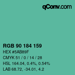 カラーコード: RGB 90 184 159 | qconv.com
