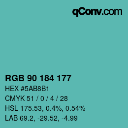 Code couleur: RGB 90 184 177 | qconv.com