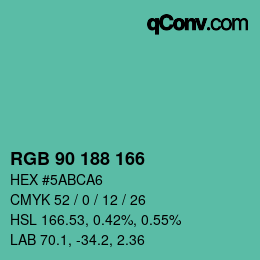 Color code: RGB 90 188 166 | qconv.com