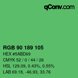 カラーコード: RGB 90 189 105 | qconv.com