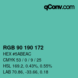 Color code: RGB 90 190 172 | qconv.com