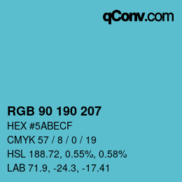 颜色代码: RGB 90 190 207 | qconv.com