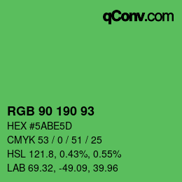 カラーコード: RGB 90 190 93 | qconv.com